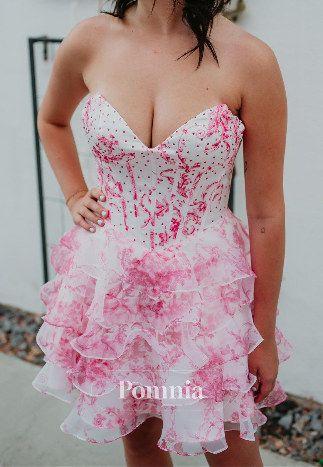 Charming Sleeveless Strapless Ruffles Homecoming Dress