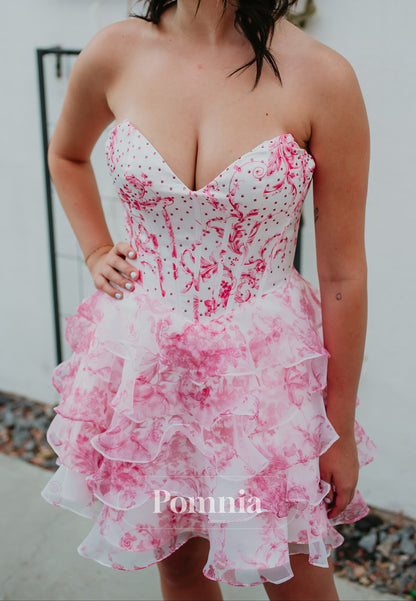 Charming Sleeveless Strapless Ruffles Homecoming Dress