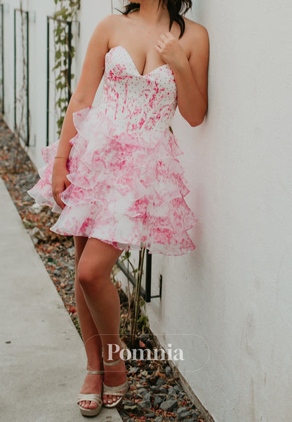 Charming Sleeveless Strapless Ruffles Homecoming Dress
