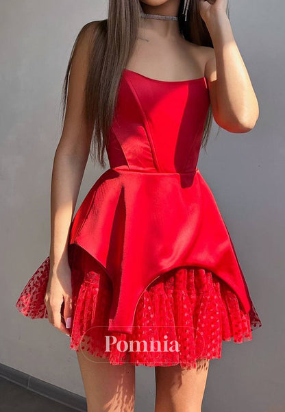 Simple Strapless Sleeveless Corset Short Homecoming Dress