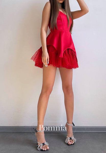 Simple Strapless Sleeveless Corset Short Homecoming Dress