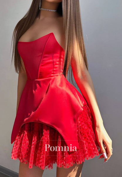 Simple Strapless Sleeveless Corset Short Homecoming Dress