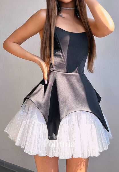 Simple Strapless Sleeveless Corset Short Homecoming Dress
