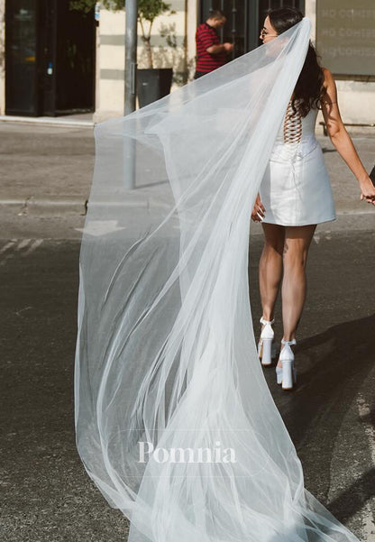 A-Line Sleeveless Strapless Corset Short Wedding Dress