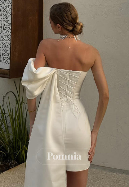 A-Line One Shoulder Sleeveless Ruched Mini Homecoming Dress