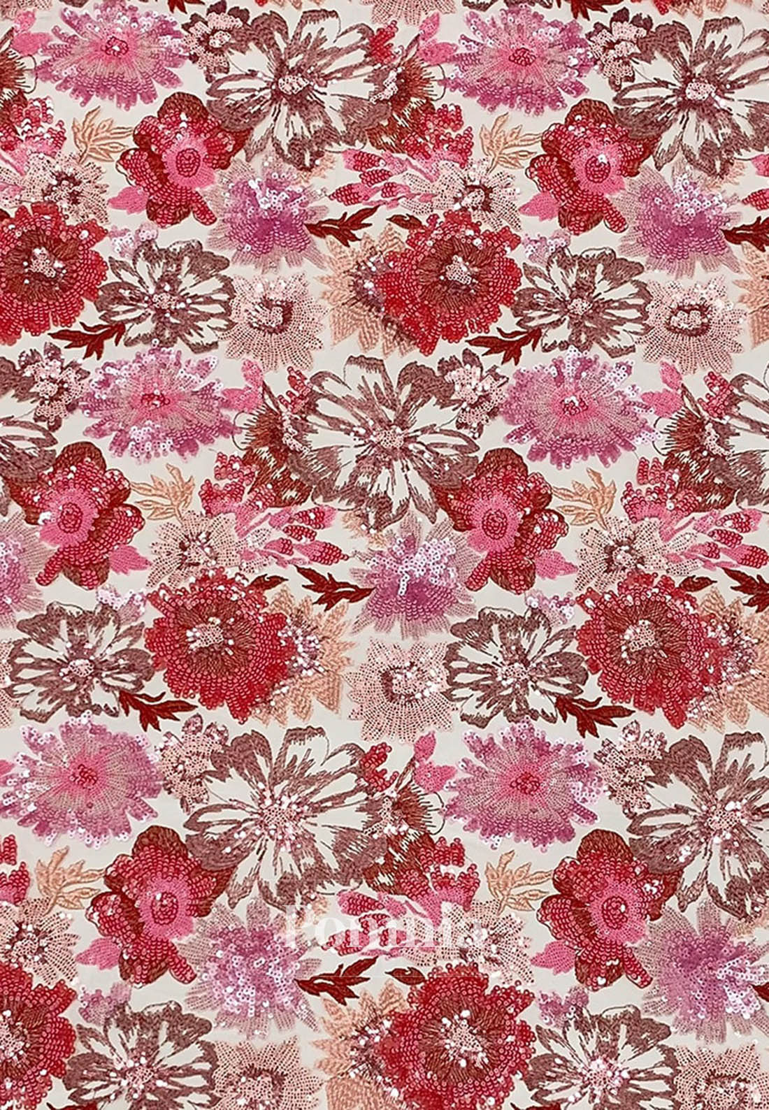 Fuchsia Long Sleeves V-Neck Appliques Evening Dress