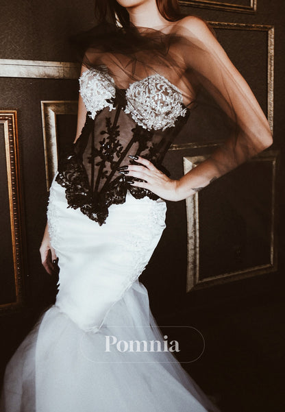 Charming Sleeveless Strapless Sequins Corset Wedding Dress