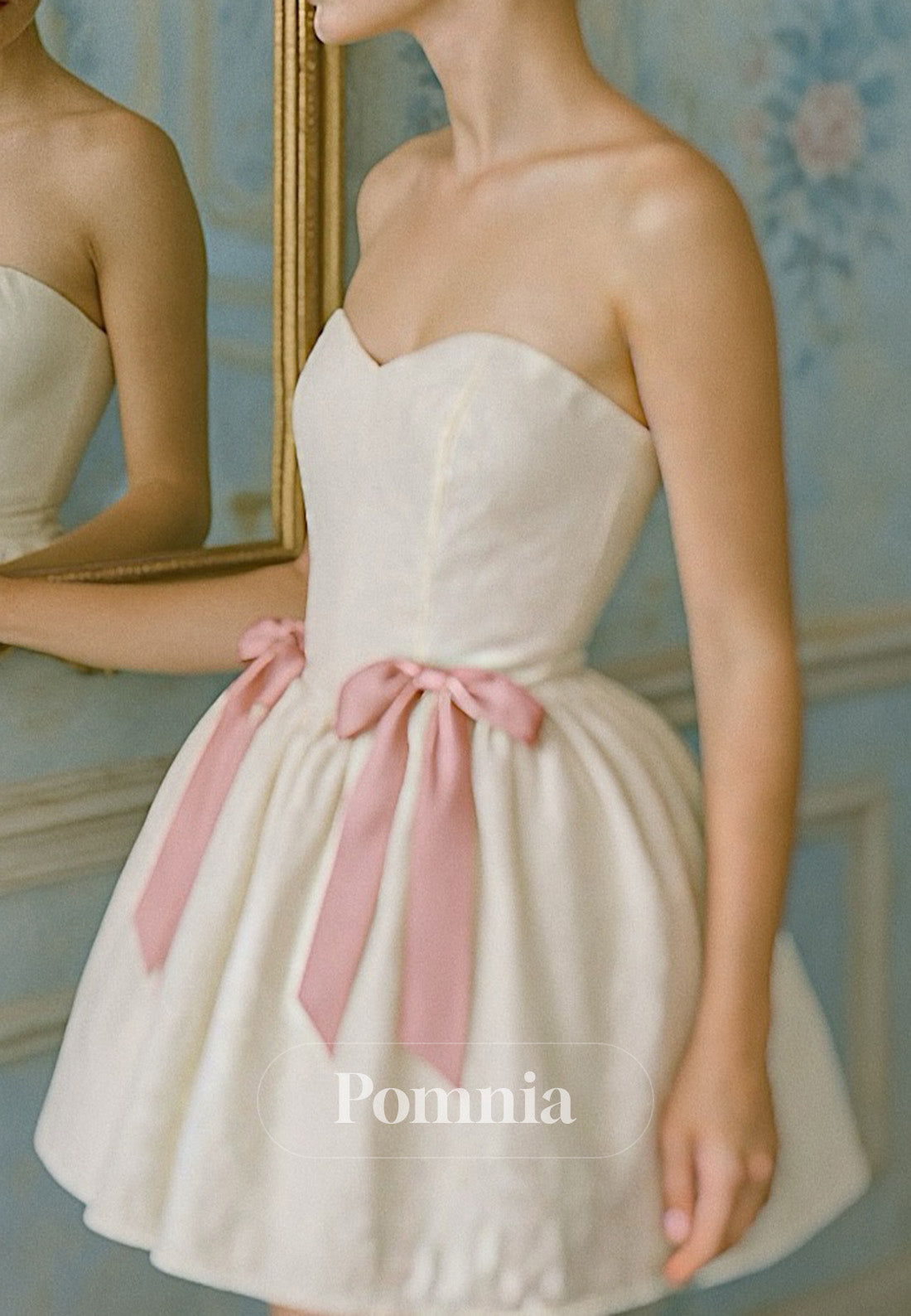 Rose Petal Sleeveless Sweetheart A-Line Bowknot Homecoming Dress