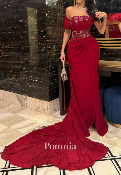 Burgundy Square Sleeveless Sequins A-Line Prom Dress