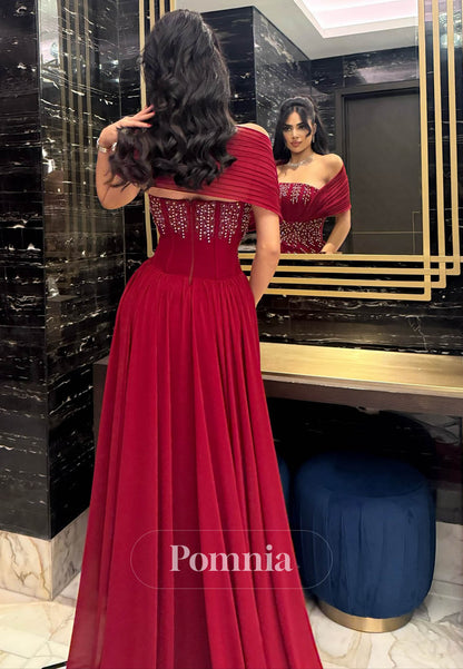 Burgundy Square Sleeveless Sequins A-Line Prom Dress