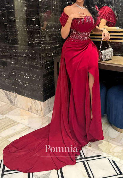 Burgundy Square Sleeveless Sequins A-Line Prom Dress