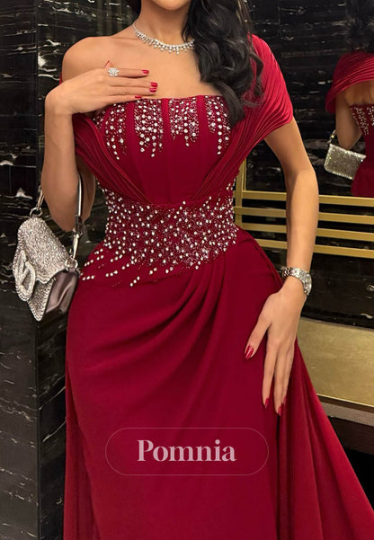 Burgundy Square Sleeveless Sequins A-Line Prom Dress