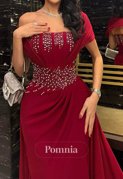 Burgundy Square Sleeveless Sequins A-Line Prom Dress