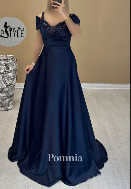 Short Sleeves Sweetheart Empire-Waist Sequins Evening Dress