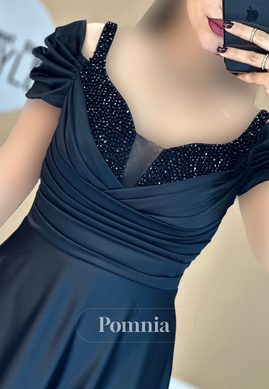 Short Sleeves Sweetheart Empire-Waist Sequins Evening Dress