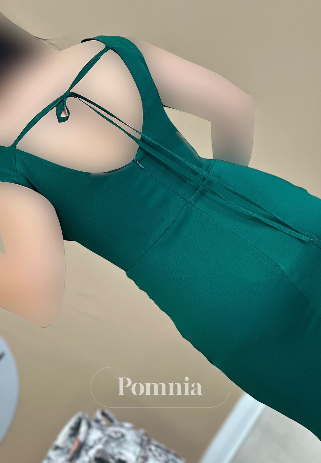 Simple Spaghetti Straps V-Neck Sweep Train Evening Dress