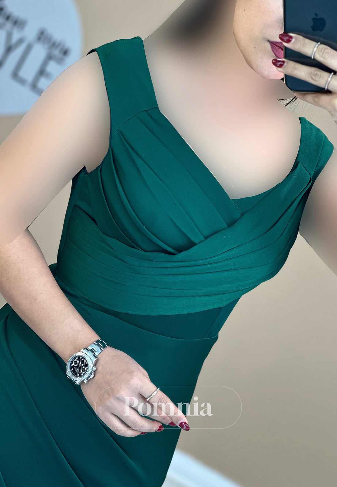 Simple Spaghetti Straps V-Neck Sweep Train Evening Dress