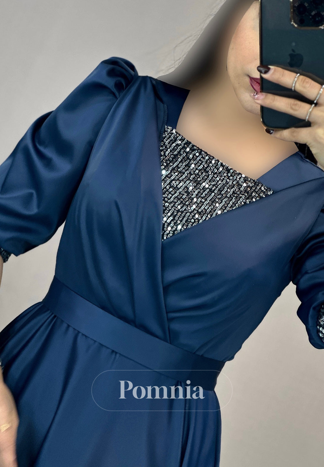 A-Line Short Sleeves Scoop Empire-Waist Evening Dress