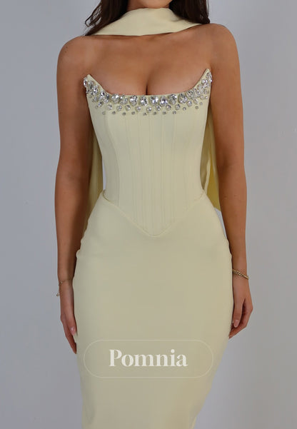 Daffodil Scoop Sleeveless Sequins Sheath Evening Dress