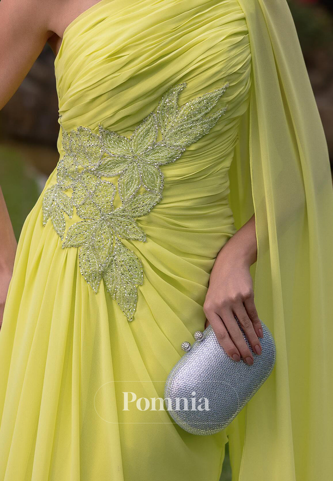 One Shoulder Long Sleeves A-Line Ruched Mother of the Bride Dress