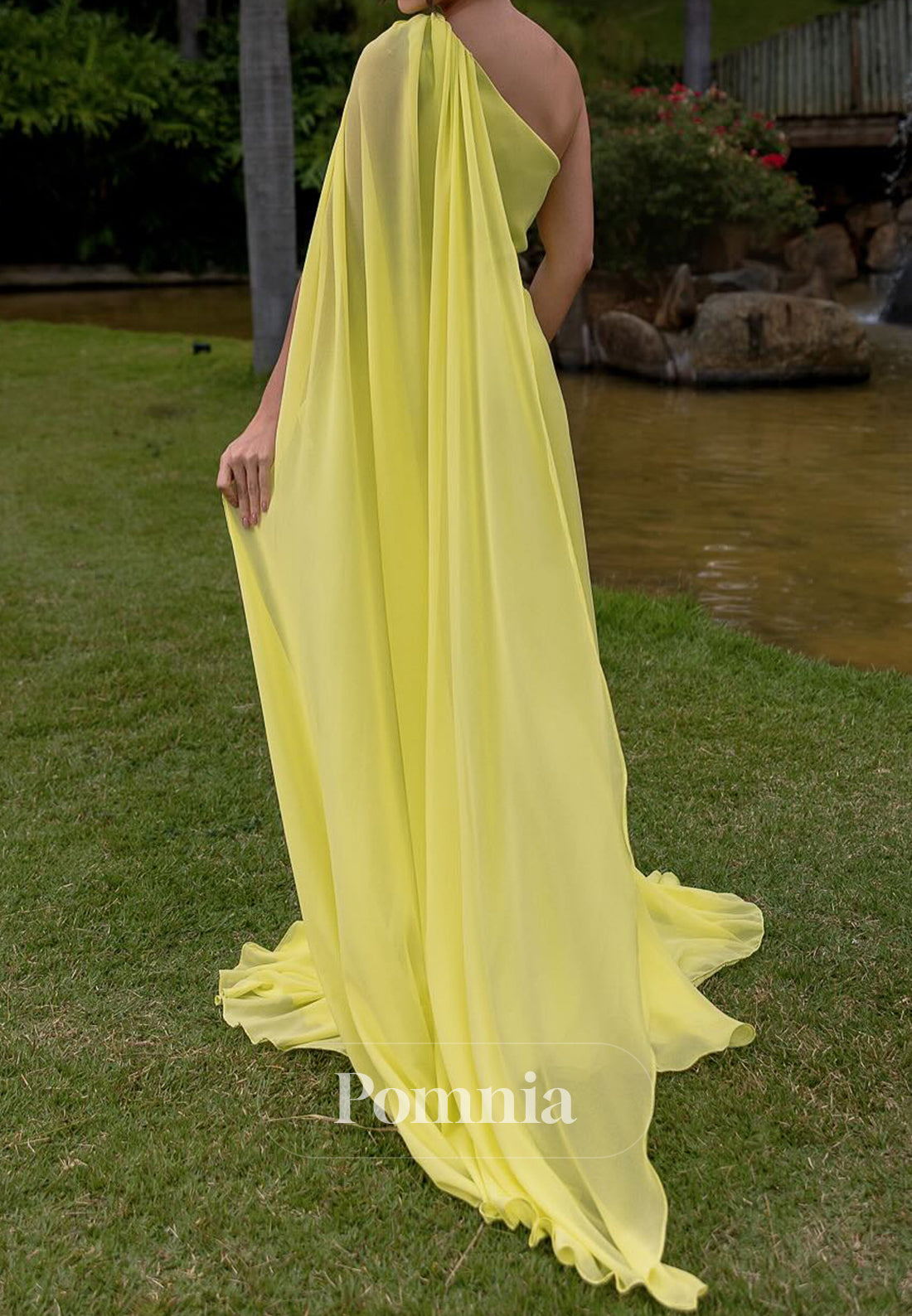 One Shoulder Long Sleeves A-Line Ruched Mother of the Bride Dress