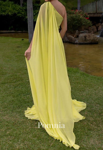 One Shoulder Long Sleeves A-Line Ruched Mother of the Bride Dress