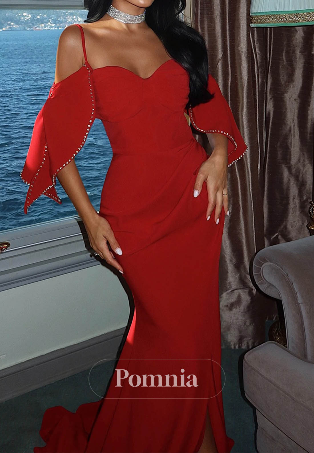 Elegant A-Line Strapless Sleeveless prom Dress