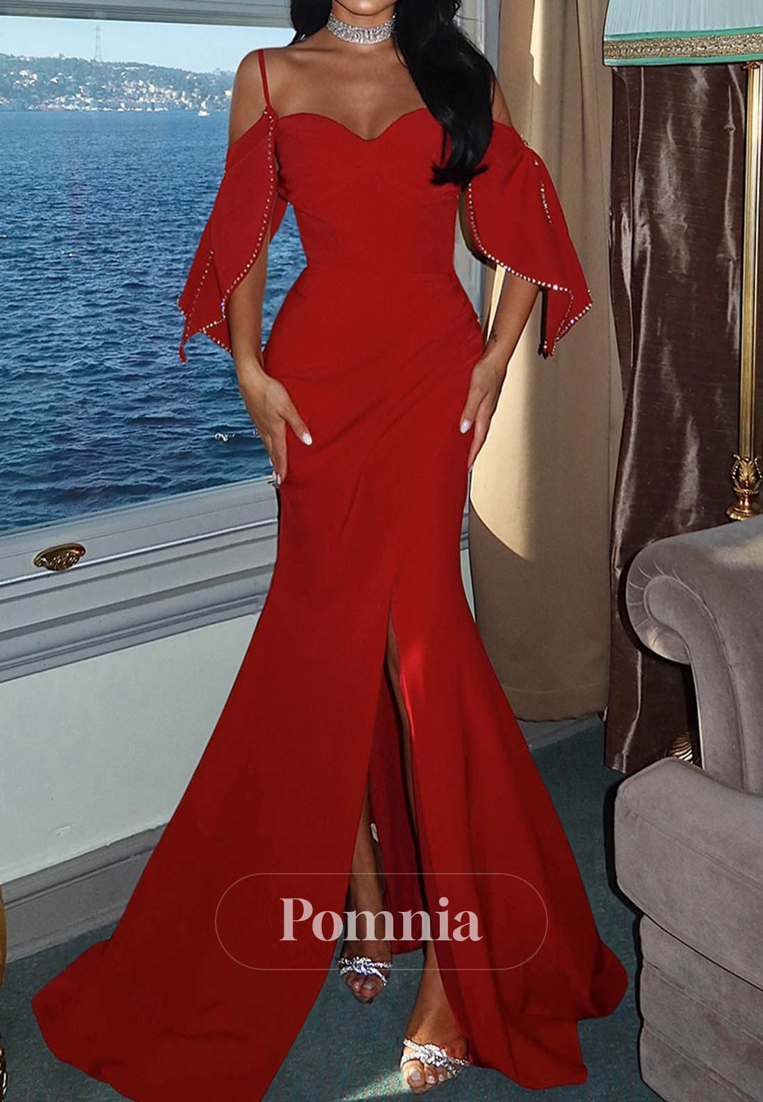 Elegant A-Line Strapless Sleeveless prom Dress