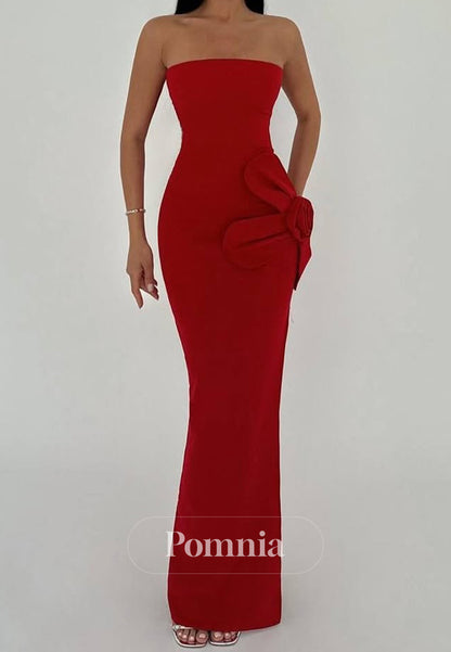 Simple A-Line Strapless Sleeveless Ruched Evening Dress