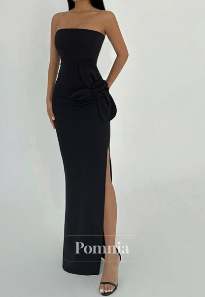 Simple A-Line Strapless Sleeveless Ruched Evening Dress