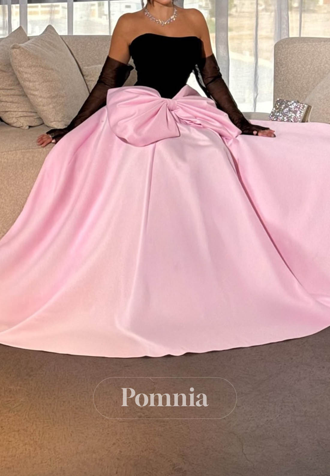 Charming A-Line Sleeveless Strapless Bowknot Prom Dress