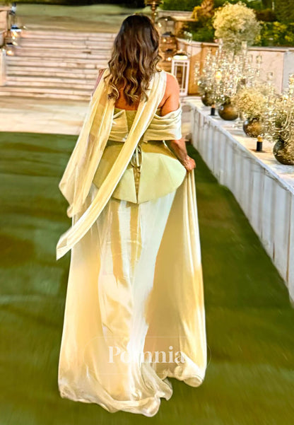 Simple Sleeveless Strapless A-Line Ruched Evening Dress