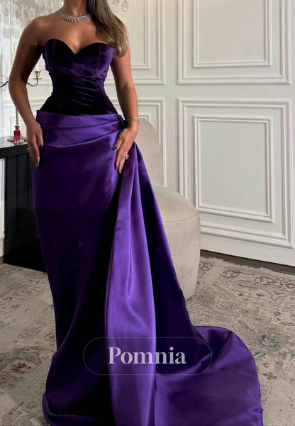 Orchid Sleeveless Strapless Ruched Prom Dress