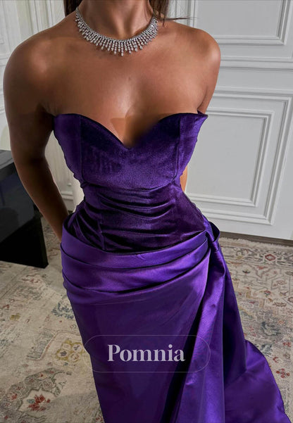 Orchid Sleeveless Strapless Ruched Prom Dress