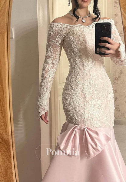 Charming Long Sleeves Square Lace Prom Dress