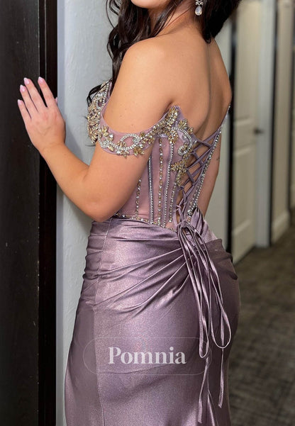 Charming Sweetheart Corset Tulle Beads Prom Dress