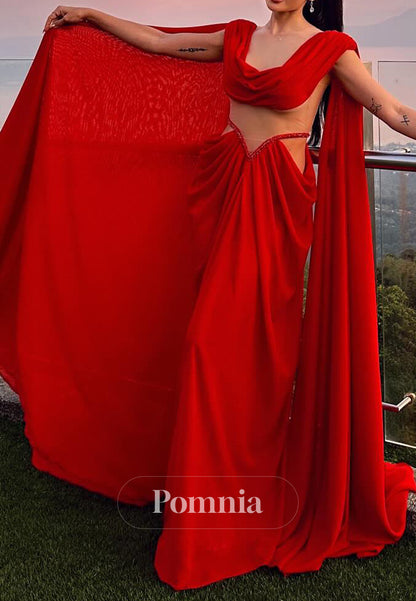 Red Scoop Corset Tulle Ruched A-Line Prom Dress