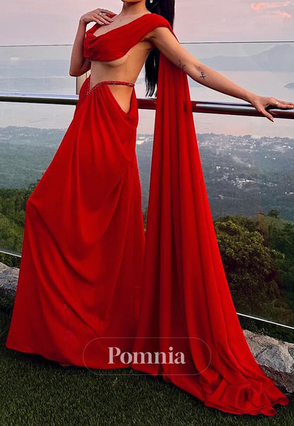 Red Scoop Corset Tulle Ruched A-Line Prom Dress