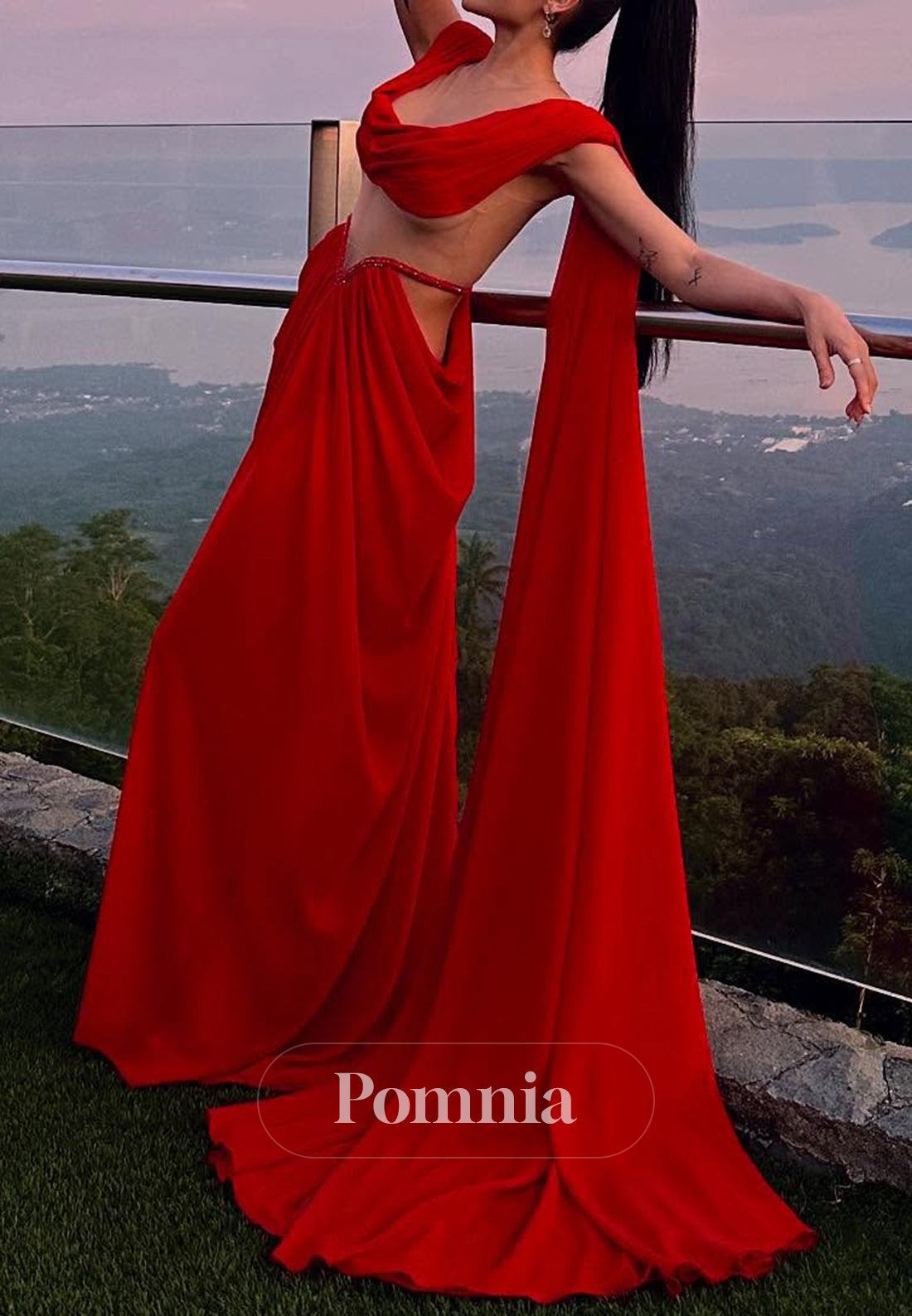 Red Scoop Corset Tulle Ruched A-Line Prom Dress