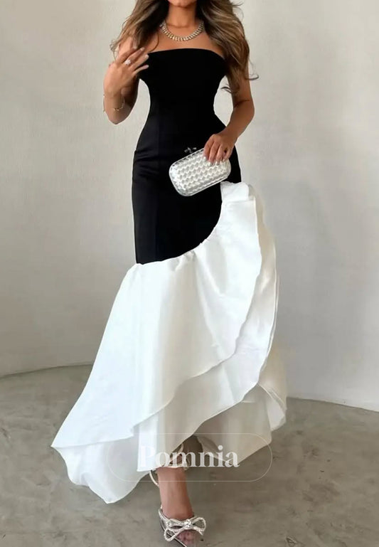 Mermaid Sleeveless Strapless Prom Dress with Pleats Formal Evening Dress