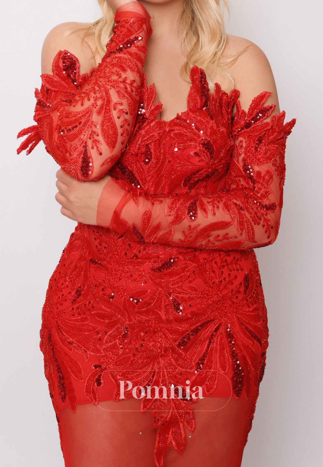 Charming Off-Shoulder Long Sleeves Appliques Prom Dress