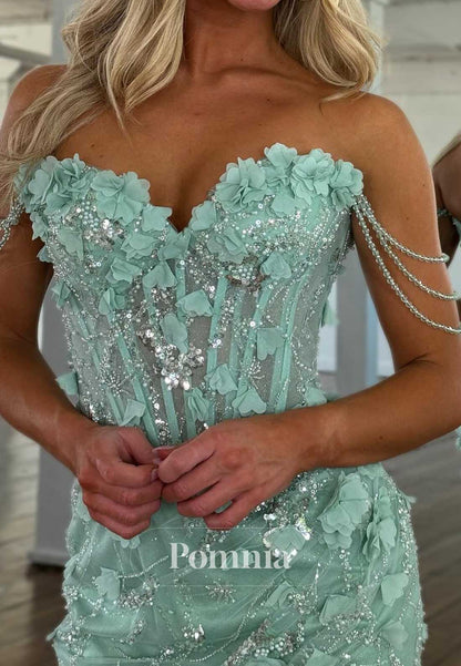 Mint Green Sleeveless Strapless Appliques Mini Homecoming Dress