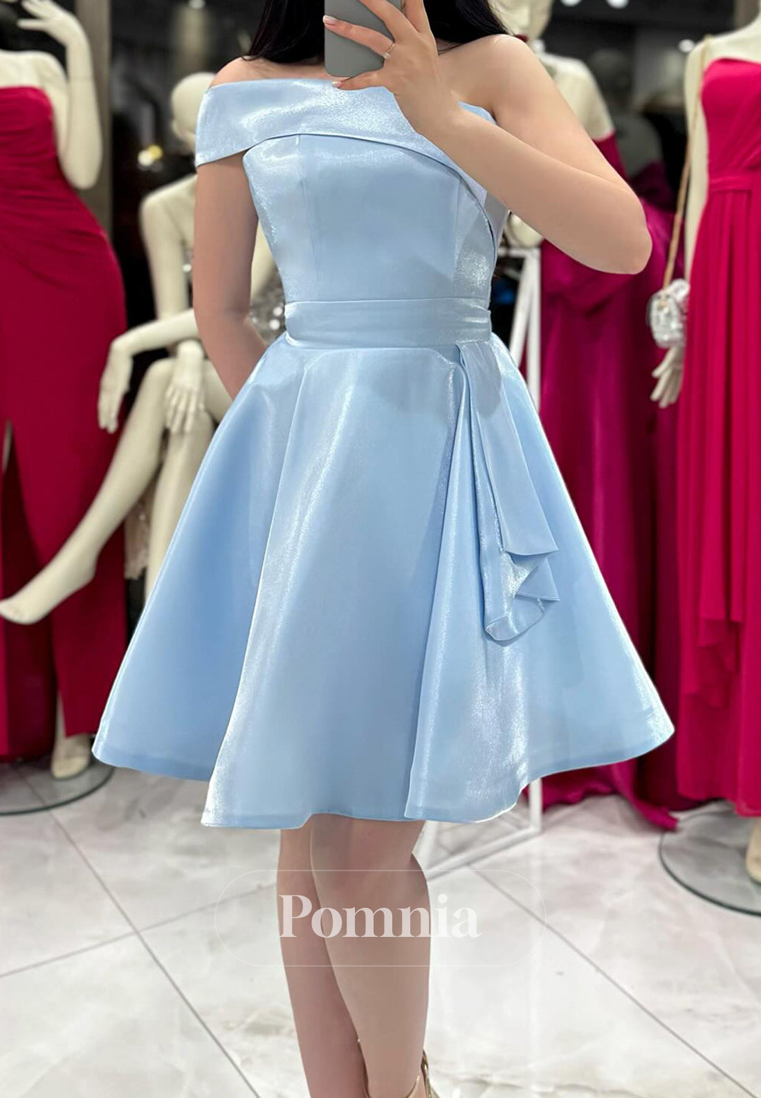 Simple Sleeveless Strapless Empire-Waist Homecoming Dress