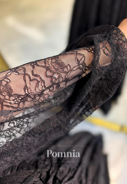 Black Long Sleeves Sweetheart Slit A-Line Prom Dress