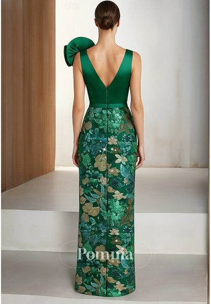 Dark Green Spaghetti Straps V-Neck Evening Dress
