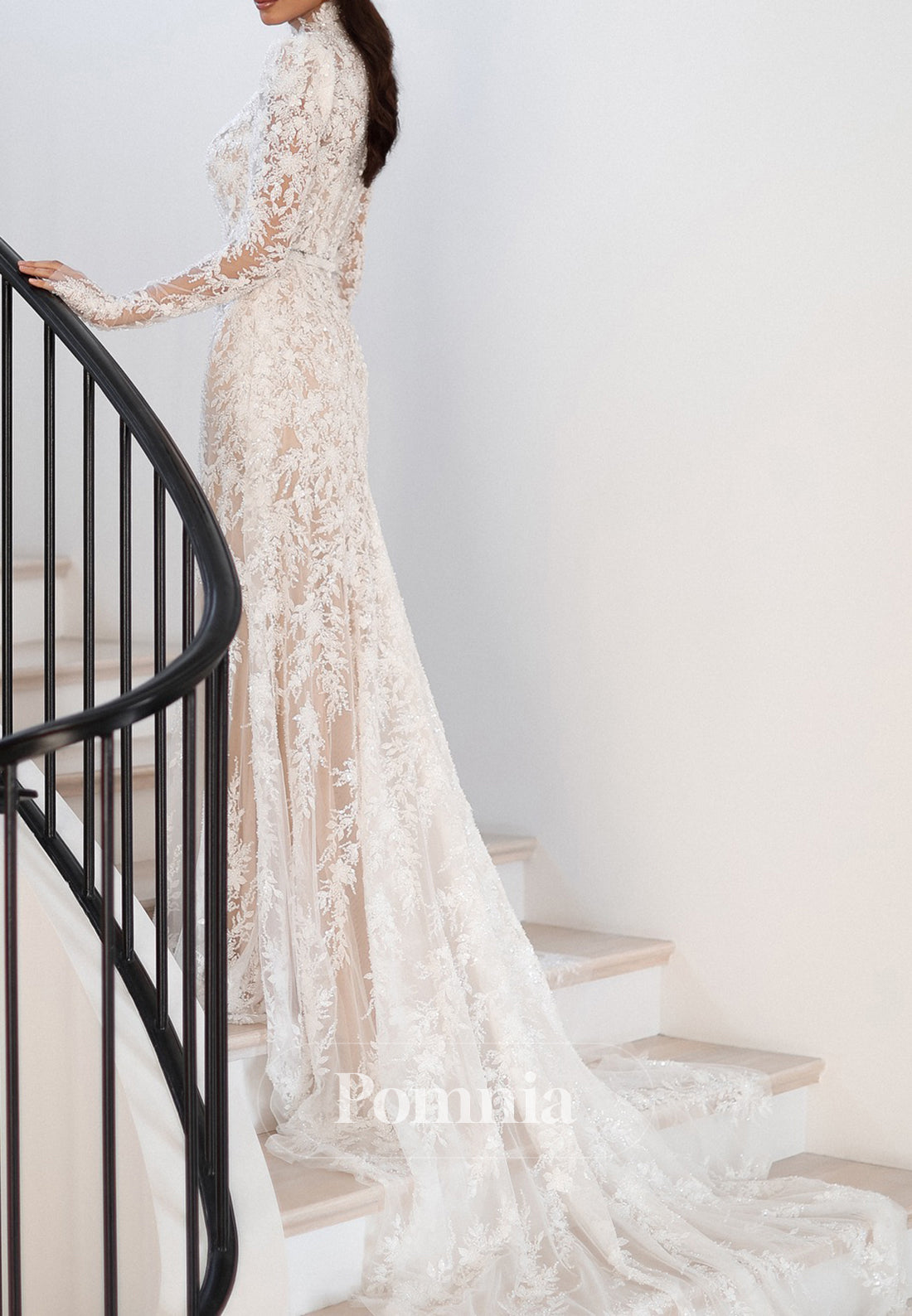 Charming Long Sleeves Empire-Waist A-Line Lace Wedding Dress