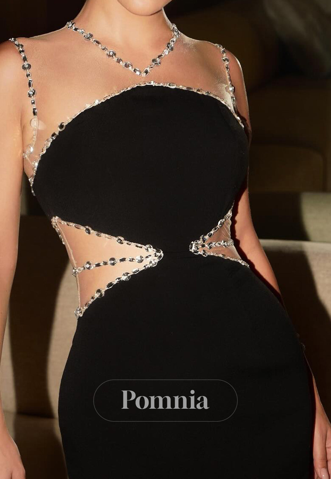 Black Halter Sleeveless Corset Sheath Prom Dress