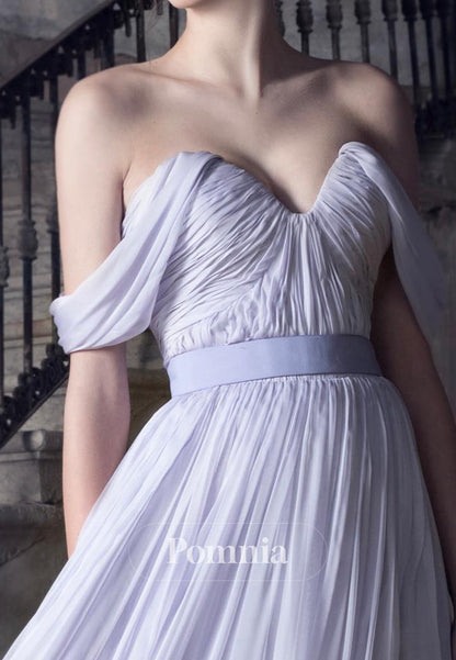 Lilac A-Line Sweetheart Ruched Chiffon Evening Dress