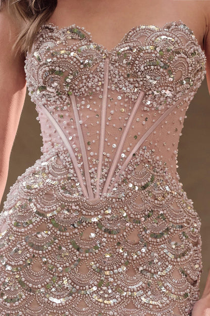 Sexy Sweetheart Sleeveless Sequins Sparkle Sheer Mermaid Prom Dress