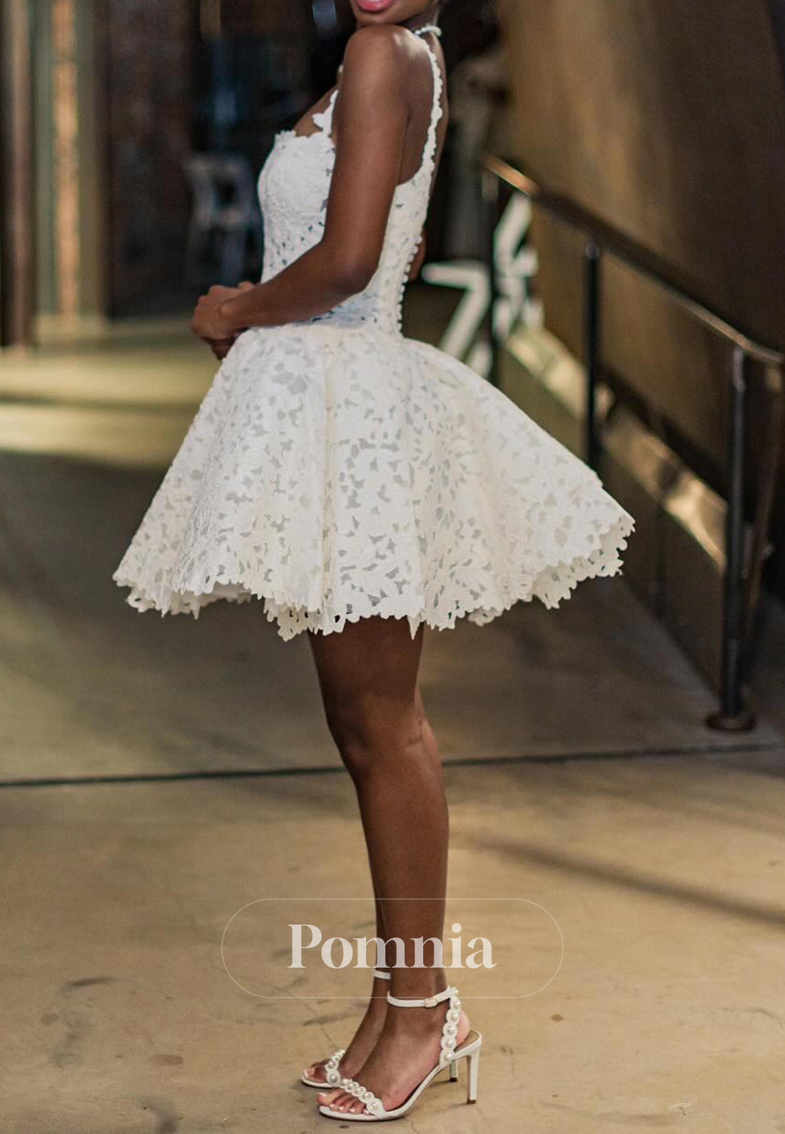 White Speghatti Straps Sweetheart A-Line Homecoming Dress